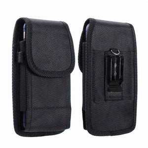 Portable Solid Black Phone Pouch Fanny Pack w/Belt Clip Without Carabiner