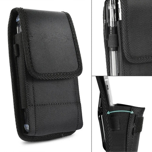 Portable Solid Black Phone Pouch Fanny Pack w/Belt Clip Without Carabiner