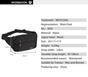 Casual Functional Large Fashion Men's Waterproof Fanny Pack with extra storage