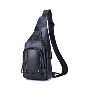 2023 NEW Men's 100% Cowhide Leather Casual Fashion Travel Shoulder Bag Daypack; USB Charging