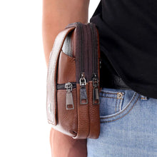 Load image into Gallery viewer, Men&#39;s Leather Large Mobile Phone Belt Bag