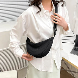 Women's Nylon Hobos Large Capacity, Half Moon Shoulder Bag