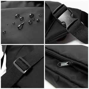 Men's Oxford Waterproof 7.9" Flat Back Anti-theft Zipper Outdoor Sling Bag