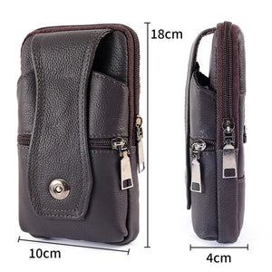 Men's Leather Large Mobile Phone Belt Bag