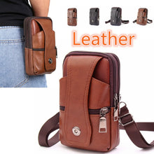 Load image into Gallery viewer, Men&#39;s Leather Large Mobile Phone Belt Bag