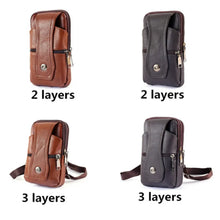 Load image into Gallery viewer, Men&#39;s Leather Large Mobile Phone Belt Bag