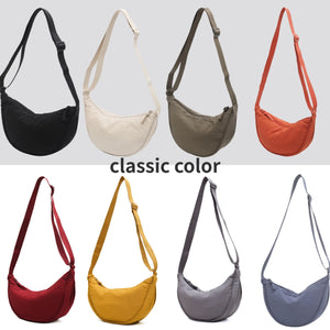 Solid Color Women's Portable Shoulder Bag; Nylon Cloth Padded Crossbody Bag; Travel Purse Handbag