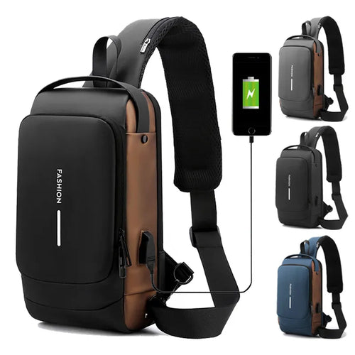 Waterproof USB Crossbody Password Lock Anti-theft Multifunction Travel Messenger Pack