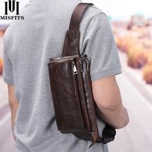 Load image into Gallery viewer, Leather waist/shoulder travel bag for men