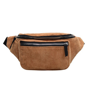 Corduroy Zipper Sport Fanny Pack