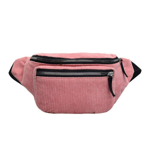 Corduroy Zipper Sport Fanny Pack