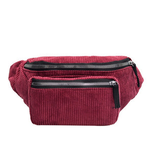 Corduroy Zipper Sport Fanny Pack