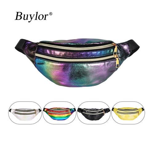 Women's Laser Belt Bag - Holographic Fanny Pack