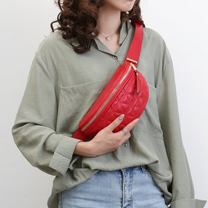 Solid Color Small Summer Fashion PU Leather Fanny Pack for Women