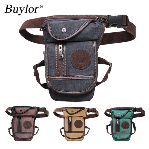 Buylor Drop Leg Vintage Motor Cycle Messenger Canvas/Nylon Riding Waist Pack