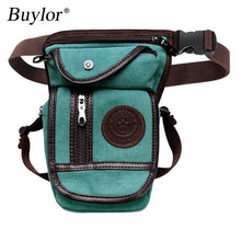 Load image into Gallery viewer, Buylor Drop Leg Vintage Motor Cycle Messenger Canvas/Nylon Riding Waist Pack