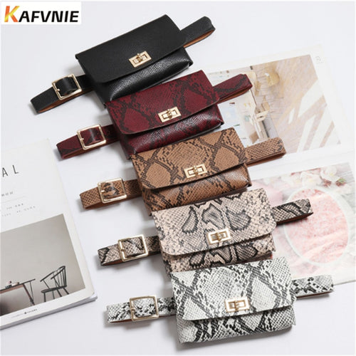 KAFVNIE Fashion Belt Bags Vintage PU Leather Lady Fanny Pack.