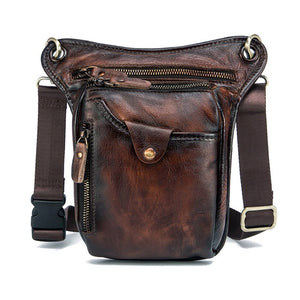 Genuine Leather Men's Designer Casual Brown Shoulder/Waist Bag