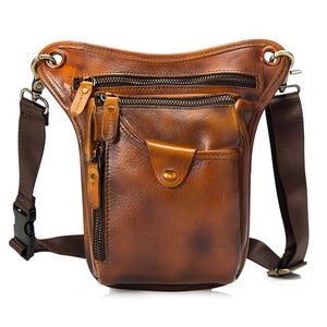 Genuine Leather Men's Designer Casual Brown Shoulder/Waist Bag