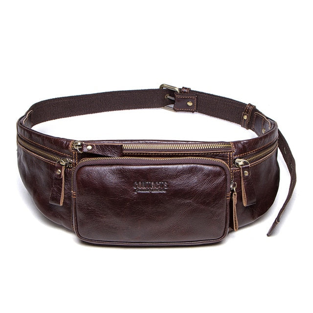 CONTACT'S Leather Men's New Casual Small Fanny Pack