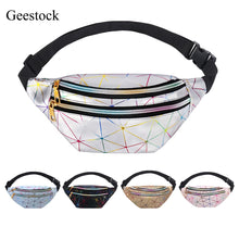 Load image into Gallery viewer, Geestock Holographic Fanny Pack for Women Glitter Fanny Pack - Waterproof Geometric Design