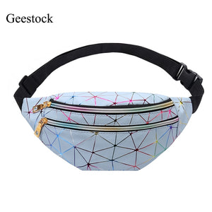 Geestock Holographic Fanny Pack for Women Glitter Fanny Pack - Waterproof Geometric Design