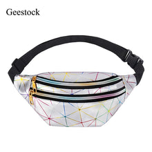 Load image into Gallery viewer, Geestock Holographic Fanny Pack for Women Glitter Fanny Pack - Waterproof Geometric Design