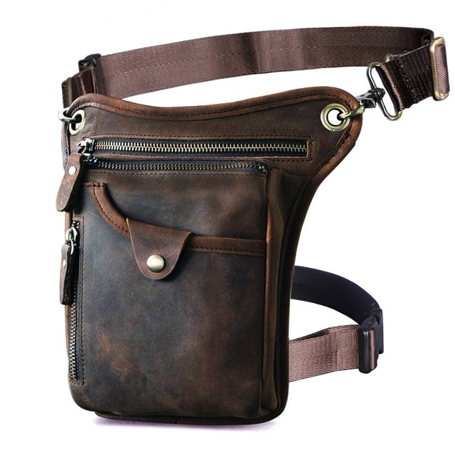 Genuine Leather Men's Designer Casual Brown Shoulder/Waist Bag