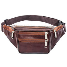 Load image into Gallery viewer, Fashion Men&#39;s Genuine Leather Waist Bag Fanny Pack w/Multi-pocket and Multiple Zipper