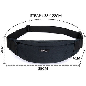 TINYAT Men Canvas Travel Fanny Pack - Casual w/4 Pockets