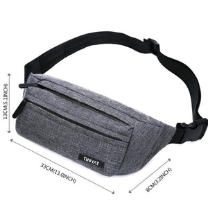 TINYAT Men Canvas Travel Fanny Pack - Casual w/4 Pockets