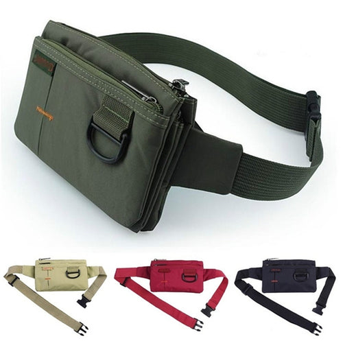 Nylon 4 Pocket Fashion Waterproof Waist Messenger Bag