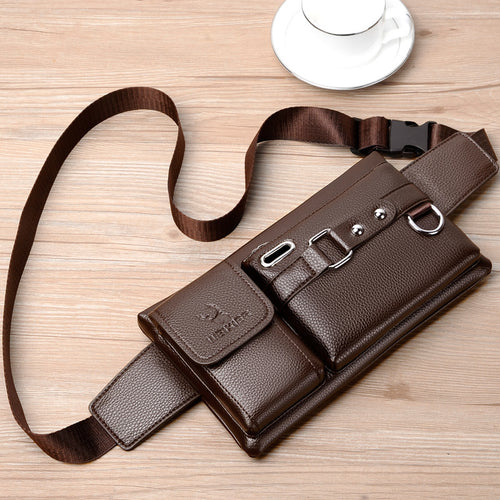 Men's Leather Travel Belt Pouch