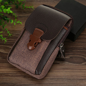 Fashion Men's Multi-function PU Leather Waist Bag