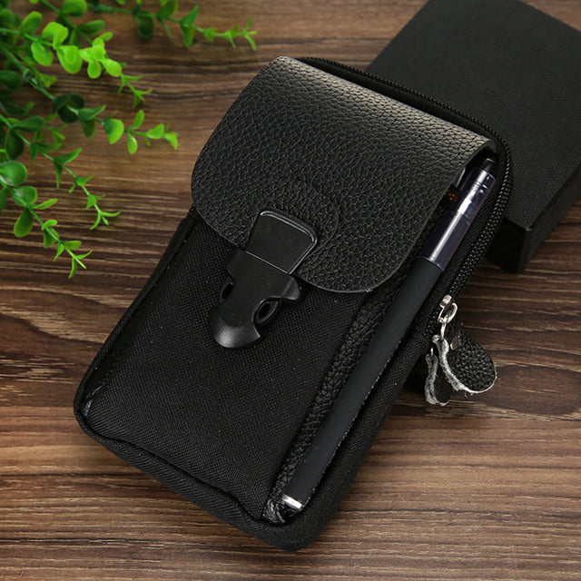 Fashion Men's Multi-function PU Leather Waist Bag