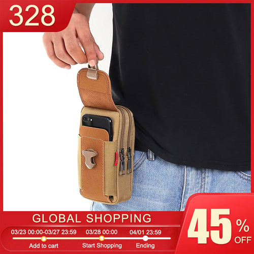 Fashion Men's Multi-function PU Leather Waist Bag