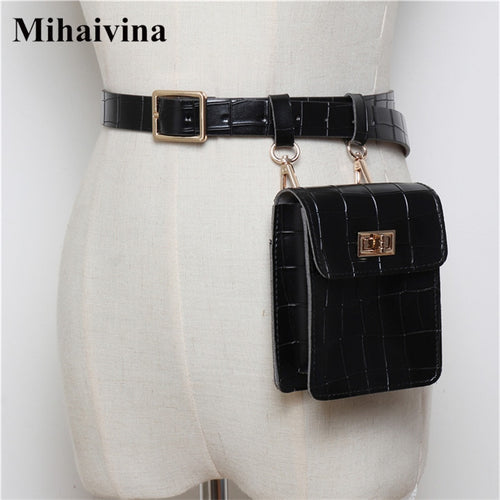 Mihaivina Vintage Leather Alligator Fanny Pack For Women